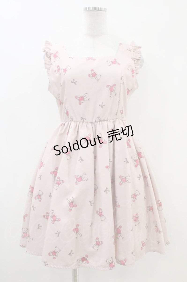 画像1: Ank Rouge / テディベア柄ワンピース M ピンク H-26-06-04-1049-CA-OP-NS-ZH (1)