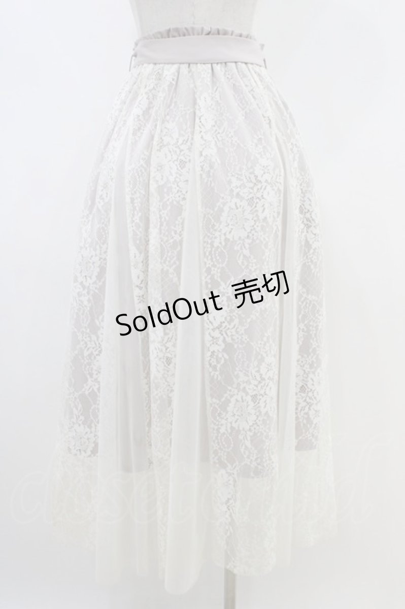 画像2: axes femme / レース×チュールスカート M ピンク/オフ H-26-06-04-1050-AX-SK-NS-ZH (2)