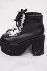 画像2: DearMyLove / ハートビジューレースアップショートブーツ 23.5cm ブラック H-26-06-05-043-EL-SH-NS-ZH (2)