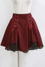 画像1: axes femme / ハイウエストレースアップスカート M ワイン H-26-06-05-1026-AX-SK-NS-ZH (1)