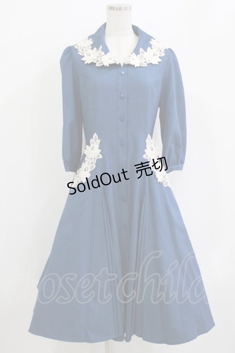 画像1: Innocent World / エレーヌローズワンピース M Dark Blue H-26-06-05-1009-IW-OP-NS-ZH (1)