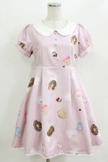画像1: Ank Rouge / SweetDonutsリボンブローチワンピース M ピンク H-26-06-05-1019-CA-OP-NS-ZH (1)