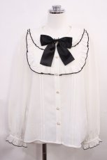 画像1: Ank Rouge / メロウフリルブラウス M オフ/ブラック H-26-06-05-018-CA-BL-NS-ZH (1)