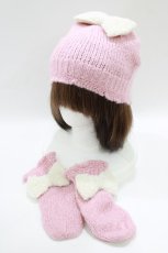 画像1: Shirley Temple / ニットキャップ＆ミトン  ピンク H-26-06-06-1051-ET-ZA-KB-ZH (1)