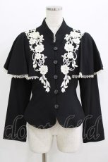 画像1: Innocent World / つる薔薇レースケープ付きショートコート M ブラック/生成 H-26-06-07-034-IW-CO-NS-ZH (1)