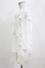 画像2: Ank Rouge / ラッフルスリーブリボンタイブラウス M 白 H-26-06-07-050-CA-BL-NS-ZH (2)