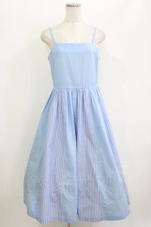 Jane Marple Dans Le Salon / Stripe strap dress M ブルー H-26-06-07