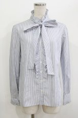 画像1: Jane Marple / Stripe frill blouse M ブルー H-26-06-07-1006-JM-BL-AK-ZH (1)