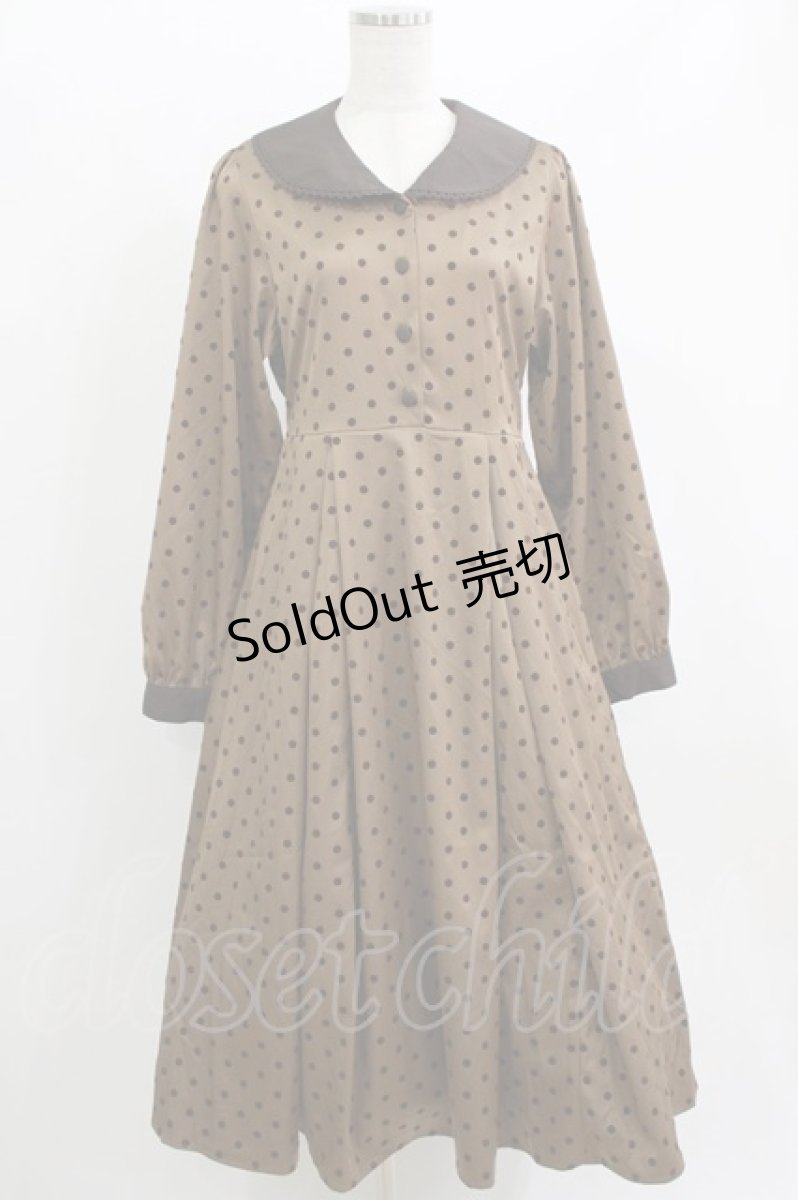 画像1: m petit by misako / AOKドットフロッキーワンピース M ブラウン H-26-06-07-022-LO-OP-NS-ZH (1)