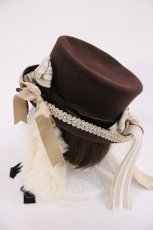 画像2: ALICE and the PIRATES / 時計うさぎのロップイヤーシルクハット  ブラウン H-26-06-08-040-PA-AC-NS-ZH (2)