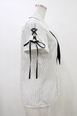 画像3: PEACE NOW / タイ付ストライプブラウス  オフ H-26-06-08-1039-PU-TO-KB-ZH (3)