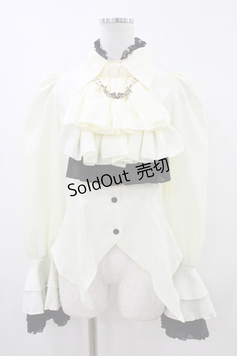 画像1: MARBLE / アンティーク貴族風タイ付きビショップドスリーブブラウス  アイボリー H-26-06-08-1042-GO-BL-AK-ZH (1)