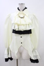 画像1: MARBLE / アンティーク貴族風タイ付きビショップドスリーブブラウス  アイボリー H-26-06-08-1042-GO-BL-AK-ZH (1)
