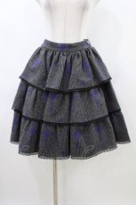 画像1: Moi-meme-Moitie / グレンチェック十字架3段ティアードスカート  グレー×青 H-26-06-08-1012-MO-SK-KB-ZH (1)
