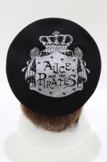 画像1: ALICE and the PIRATES / A/Pクラウンプリントベレー帽  ブラック/シルバー H-26-06-09-1062-PA-AC-NS-ZH (1)