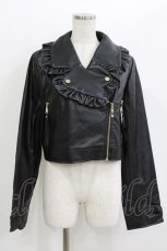 画像1: axes femme kawaii / フリル合皮ライダース M ブラック H-26-06-09-1013-AX-JA-NS-ZH (1)