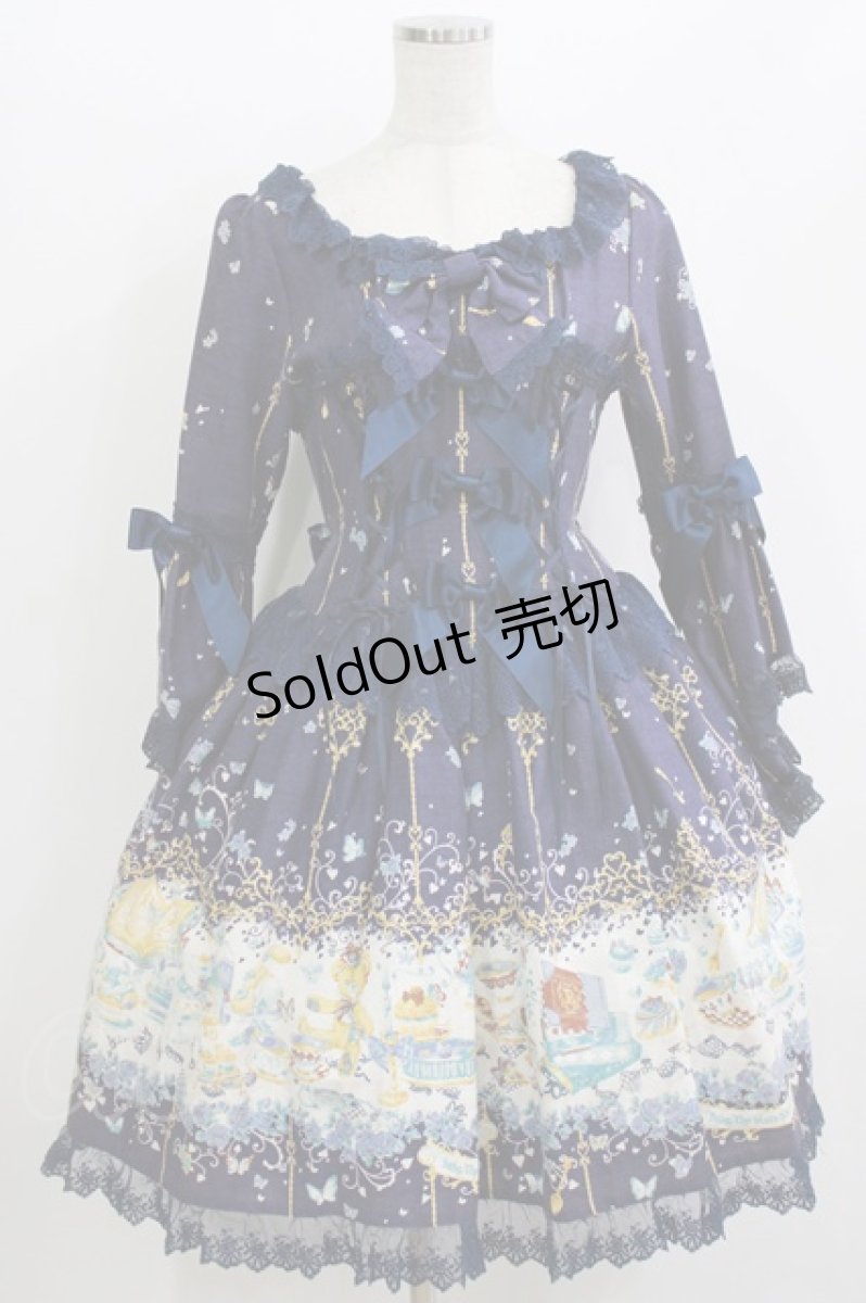 画像1: BABY,THE STARS SHINE BRIGHT / Clockwork tea party柄コルセットワンピース Free ブルーマロウティー H-26-06-09-1003-BA-OP-NS-ZH (1)