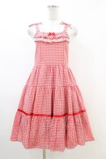 画像1: Shirley Temple / ギンガムノースリーブワンピース 160 レッド H-26-06-10-034-ET-OP-AK-ZH (1)