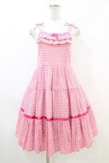 画像1: Shirley Temple / ギンガムノースリーブワンピース 160 ピンク H-26-06-10-035-ET-OP-AK-ZH (1)