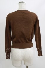 画像2: Emily Temple cute / ハートロゴ刺繍ラメニットカーディガン  ブラウン H-26-06-10-1017-ET-TO-AK-ZH (2)
