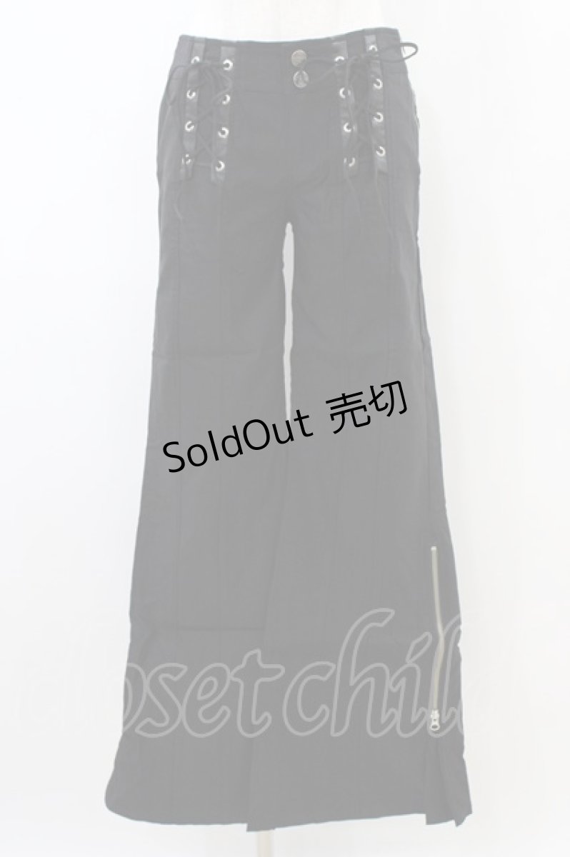 画像1: Ozz On / レースアップストレッチパンツ  黒 H-26-06-10-013-OO-PA-AK-ZH (1)