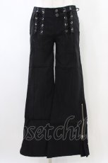 画像1: Ozz On / レースアップストレッチパンツ  黒 H-26-06-10-013-OO-PA-AK-ZH (1)