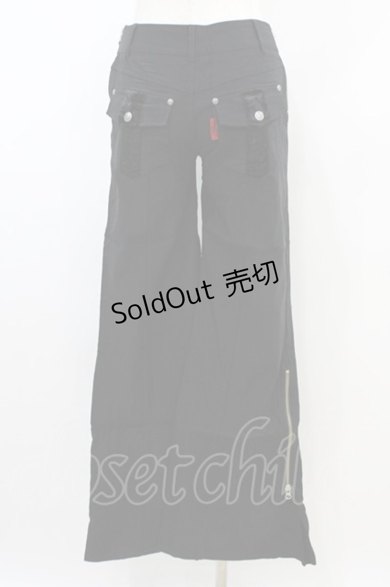 画像2: Ozz On / レースアップストレッチパンツ  黒 H-26-06-10-013-OO-PA-AK-ZH (2)