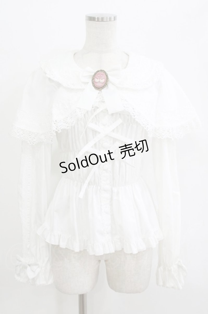 画像1: metamorphose / 木漏れ日のトロイメライ ケープ付き長袖ブラウス サイズ1 白 H-26-06-11-037-ME-BL-NS-ZH (1)