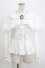 画像1: metamorphose / 木漏れ日のトロイメライ ケープ付き長袖ブラウス サイズ1 白 H-26-06-11-037-ME-BL-NS-ZH (1)