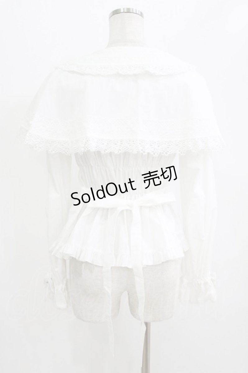 画像3: metamorphose / 木漏れ日のトロイメライ ケープ付き長袖ブラウス サイズ1 白 H-26-06-11-037-ME-BL-NS-ZH (3)