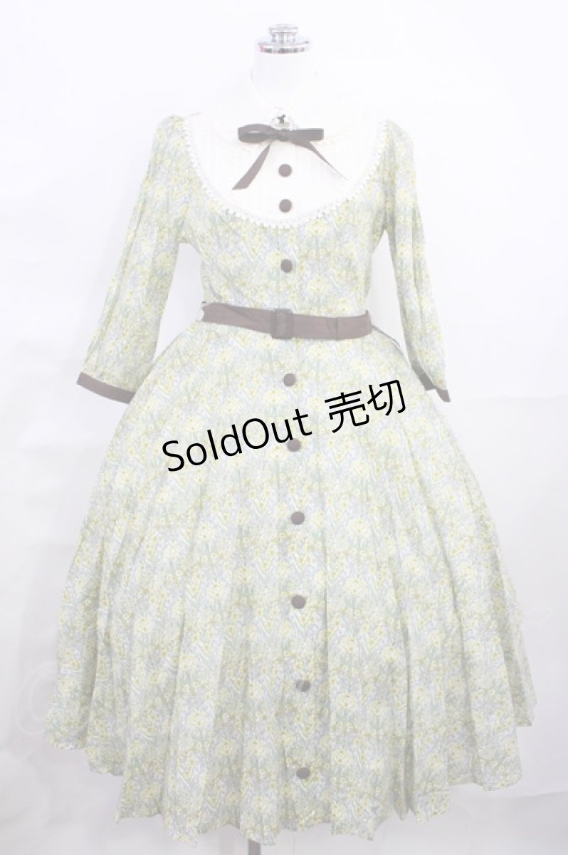 画像1: Innocent World / 英国の花園ワンピース M イエロー×生成/Yellow×Beige H-26-06-11-1013-IW-OP-NS-ZH (1)