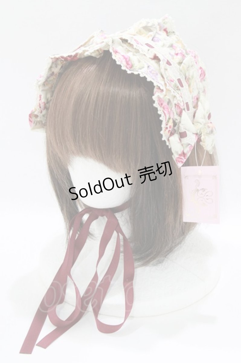 画像1: metamorphose / メアリーフリルヘッドドレス(花柄)  オールドローズ H-26-06-11-071-ME-AC-NS-ZH (1)