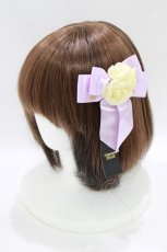 画像1: Innocent World / バラとサテンのリボンクリップ  ラベンダー H-26-06-11-078-IW-AC-NS-ZH (1)