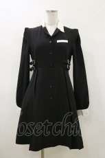 画像1: EATME / SIDEベルトバイカラー開襟ワンピース M ブラック H-26-06-12-1071-LO-OP-NS-ZH (1)
