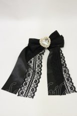 画像1: Princess Melody / ハートビジューレース重ねクリップ  ブラック H-26-06-12-1016-LO-AC-NS-ZH (1)