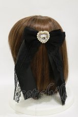 画像2: Princess Melody / ハートビジューレース重ねクリップ  ブラック H-26-06-12-1016-LO-AC-NS-ZH (2)