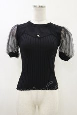 画像1: EATME / チュールスリーブリブTOP Free ブラック H-26-06-12-1029-LO-TO-NS-ZH (1)