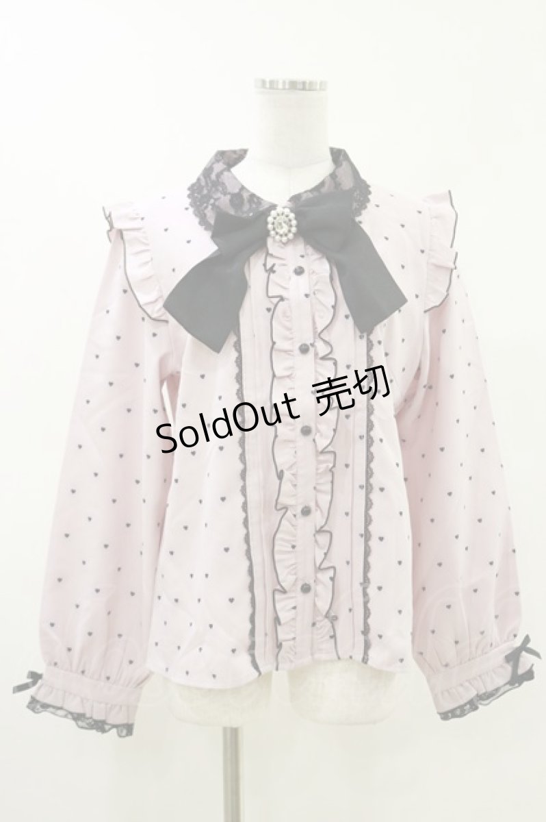 画像1: DearMyLove / レース重ねハートドットフリルブラウス 3L ピンク/ブラック H-26-06-12-1031-GO-BL-NS-ZH (1)