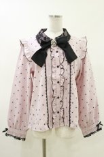 画像1: DearMyLove / レース重ねハートドットフリルブラウス 3L ピンク/ブラック H-26-06-12-1031-GO-BL-NS-ZH (1)