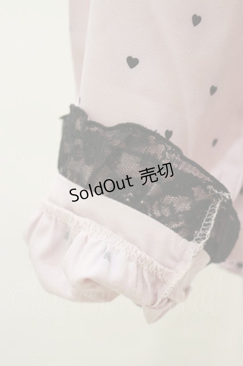 画像4: DearMyLove / レース重ねハートドットフリルブラウス 3L ピンク/ブラック H-26-06-12-1031-GO-BL-NS-ZH (4)