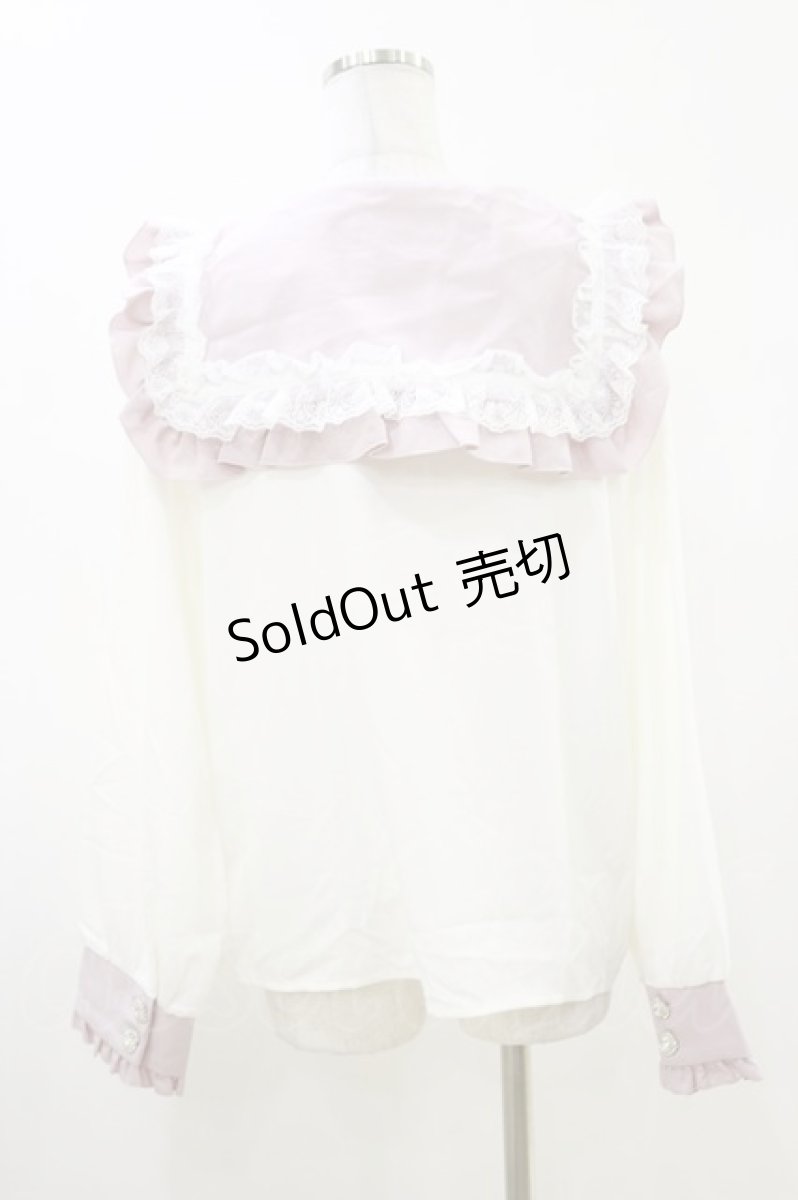画像2: DearMyLove / ハートリボンたっぷりフリルセーラーブラウス 3L 白/ピンク H-26-06-12-1032-GO-BL-NS-ZH (2)