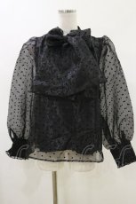 画像1: DearMyLoveRose / オーガンジーシアーボウタイブラウス LL~3L ブラック H-26-06-12-1035-LO-BL-NS-ZH (1)