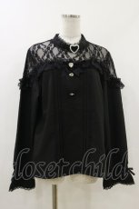 画像1: DearMyLove / ハートビジューリボンオフショル風レースブラウス 3L ブラック H-26-06-12-1037-GO-BL-NS-ZH (1)
