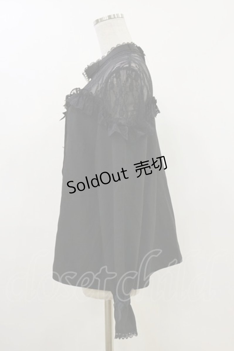 画像3: DearMyLove / ハートビジューリボンオフショル風レースブラウス 3L ブラック H-26-06-12-1037-GO-BL-NS-ZH (3)