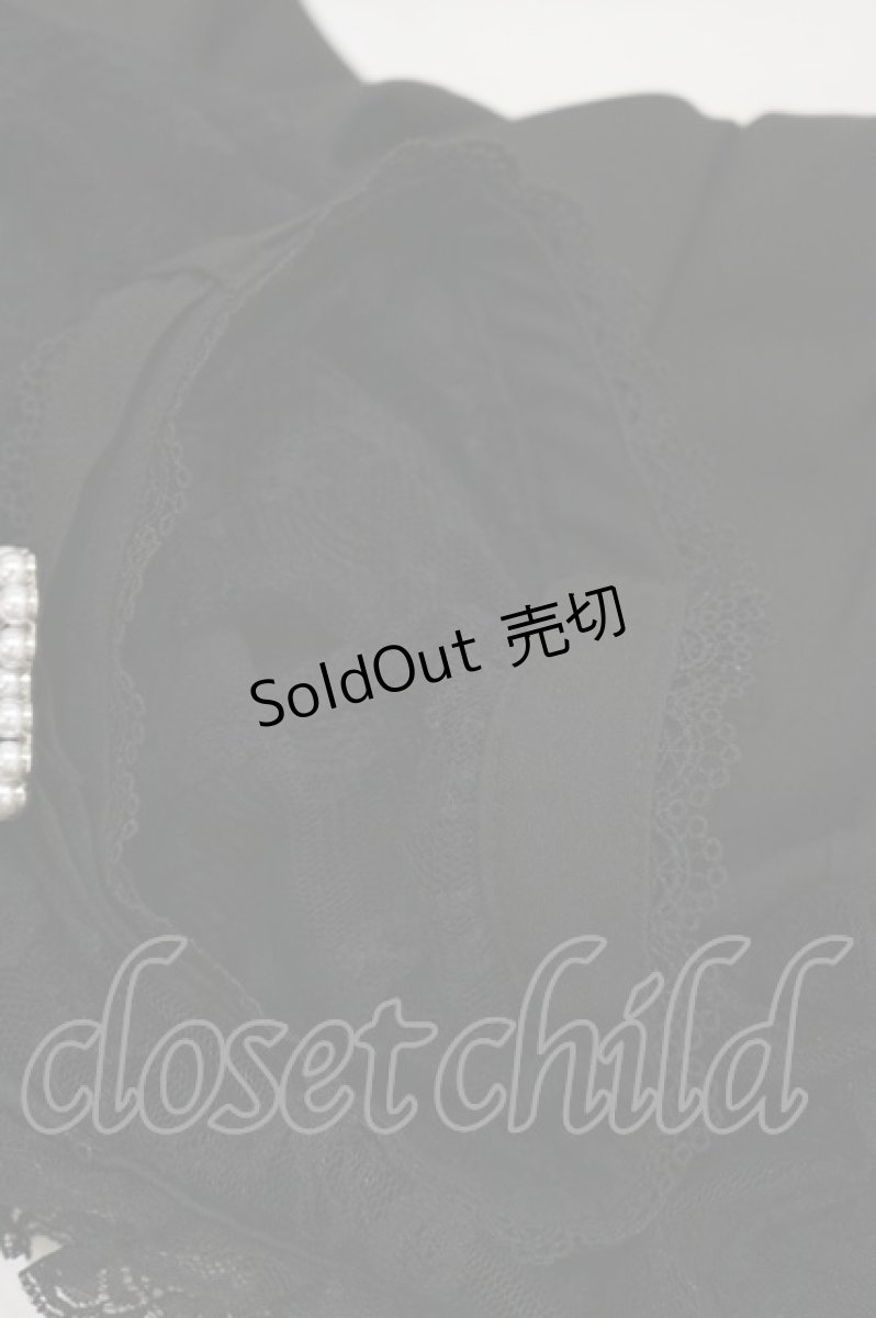 画像4: DearMyLove / ハートビジューリボンオフショル風レースブラウス 3L ブラック H-26-06-12-1037-GO-BL-NS-ZH (4)