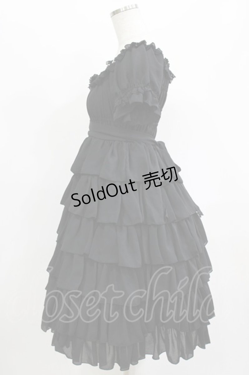 画像2: ATELIER PIERROT / シフォンフリルドレス Free ブラック H-26-06-13-001-EL-OP-NS-ZH (2)