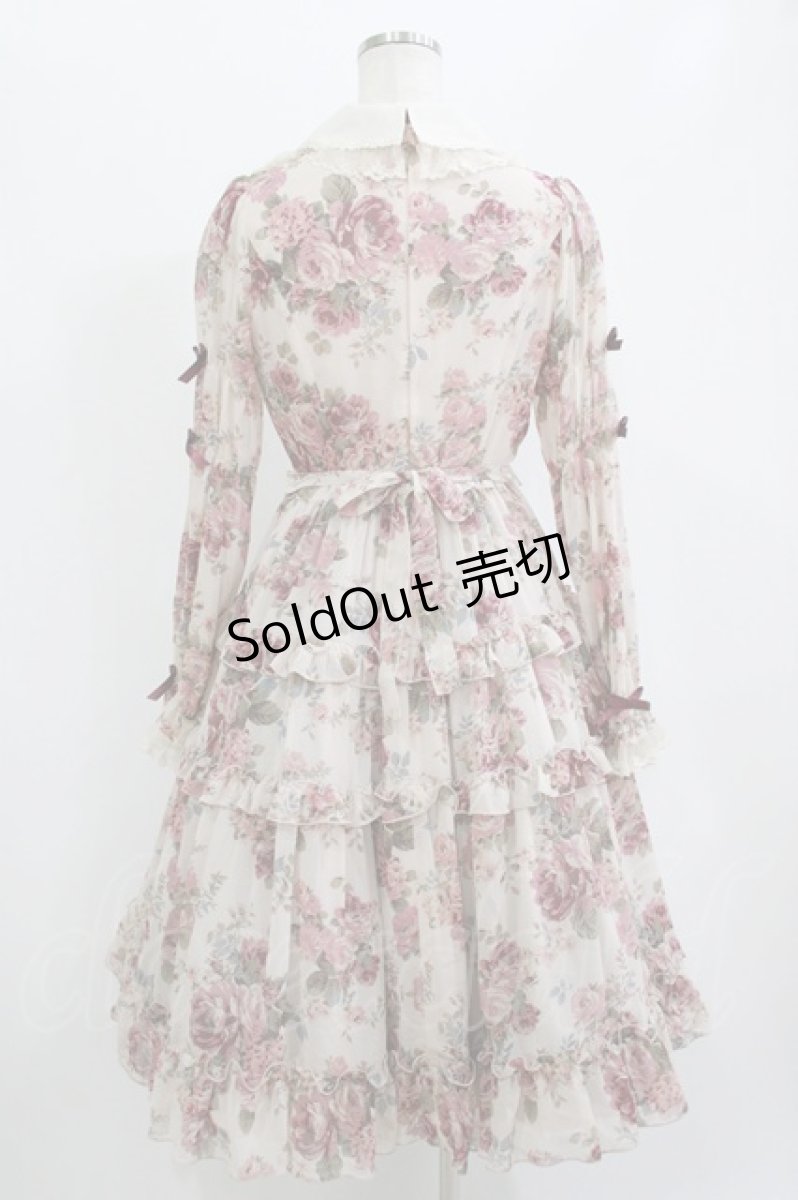 画像3: Innocent World / ローズシフォン丸衿ドレス M ピンク×ボルドー/Pink×Bordeux H-26-06-13-018-IW-OP-NS-ZH (3)