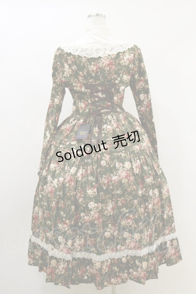 画像2: Innocent World / ロココ調スタンドカラー薔薇柄ワンピース M グリーン×生成/Green×Beige H-26-06-14-081-IW-OP-NS-ZH (2)