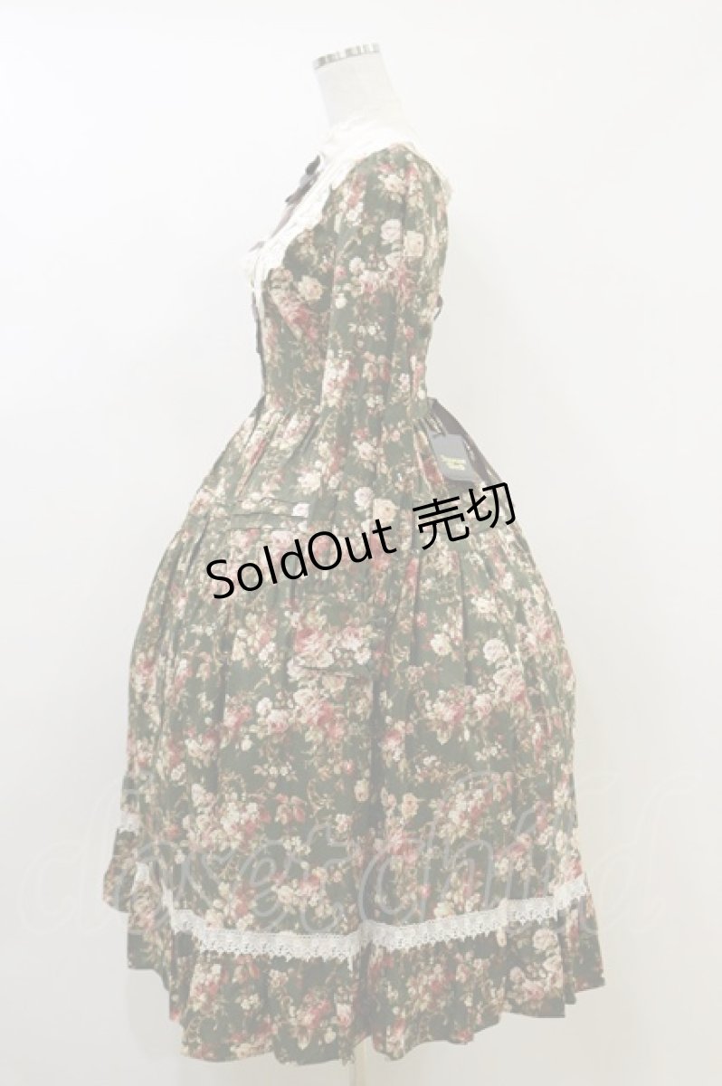 画像3: Innocent World / ロココ調スタンドカラー薔薇柄ワンピース M グリーン×生成/Green×Beige H-26-06-14-081-IW-OP-NS-ZH (3)