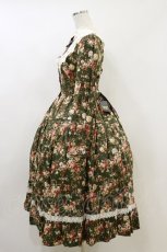 画像3: Innocent World / ロココ調スタンドカラー薔薇柄ワンピース M グリーン×生成/Green×Beige H-26-06-14-081-IW-OP-NS-ZH (3)